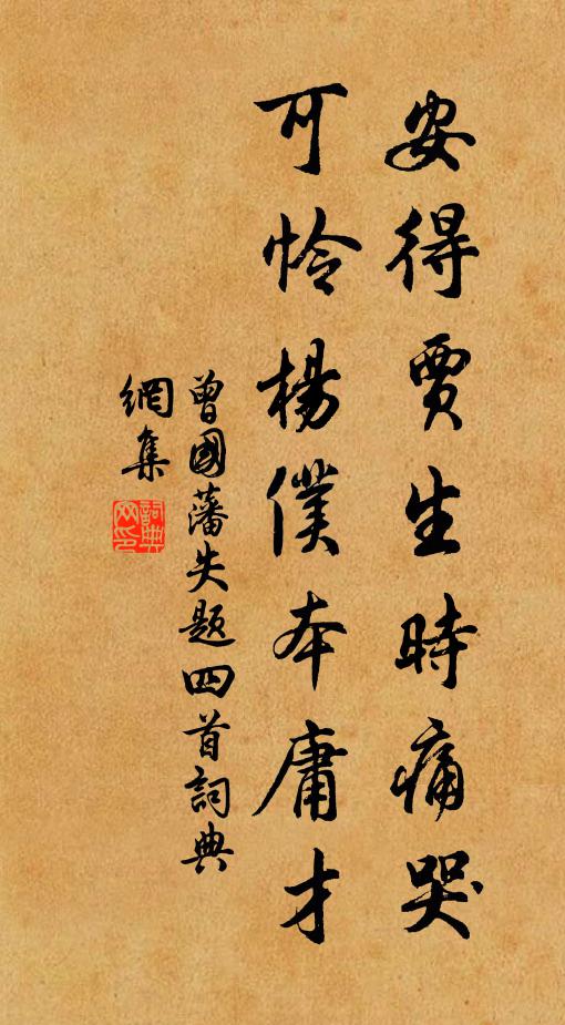 曾国藩安得贾生时痛哭，可怜杨仆本庸才书法作品欣赏