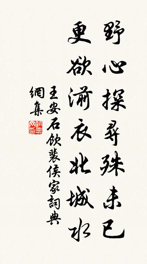 王安石野心探寻殊未已，更欲湔衣北城水书法作品欣赏