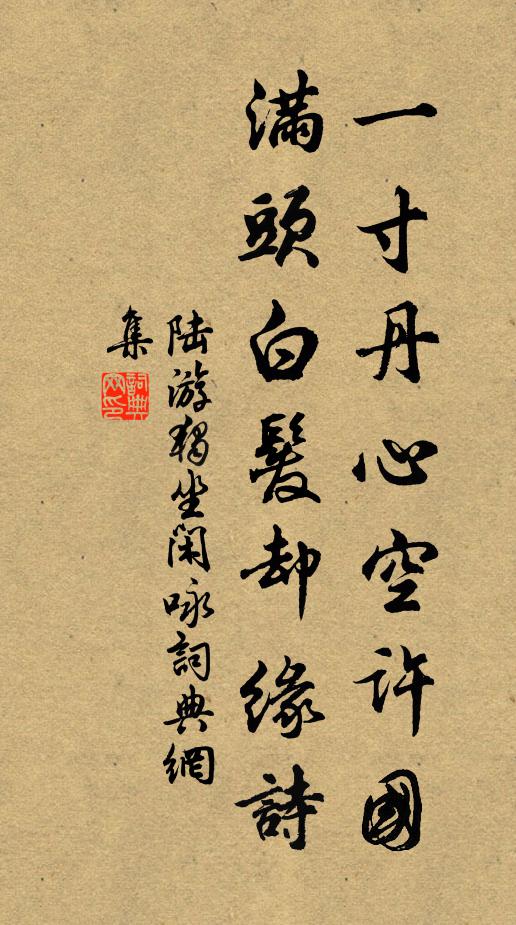 陆游一寸丹心空许国，满头白发却缘诗书法作品欣赏