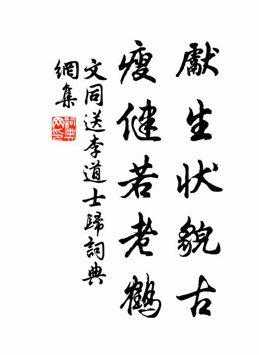 文同先生状貌古，瘦健若老鹤书法作品欣赏