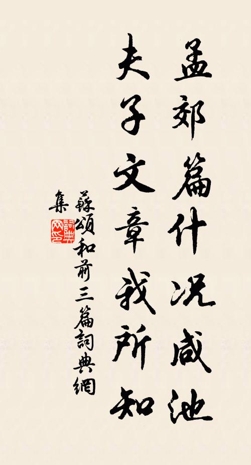 苏颂孟郊篇什况咸池，夫子文章我所知书法作品欣赏