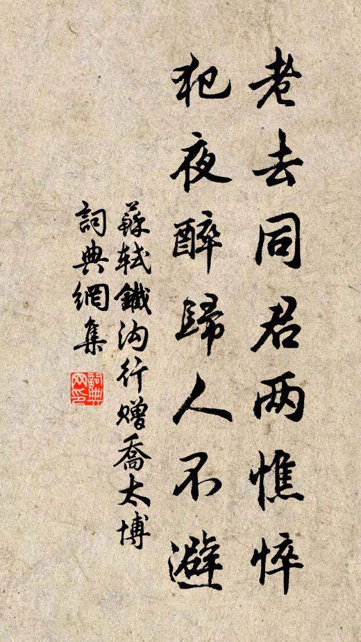 苏轼老去同君两憔悴，犯夜醉归人不避书法作品欣赏