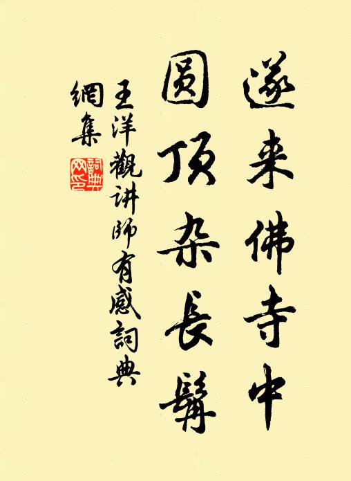 王洋遂来佛寺中,圆顶杂长髯书法作品欣赏
