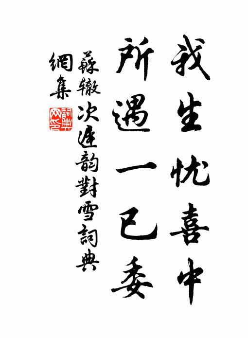 苏辙我生忧喜中，所遇一已委书法作品欣赏