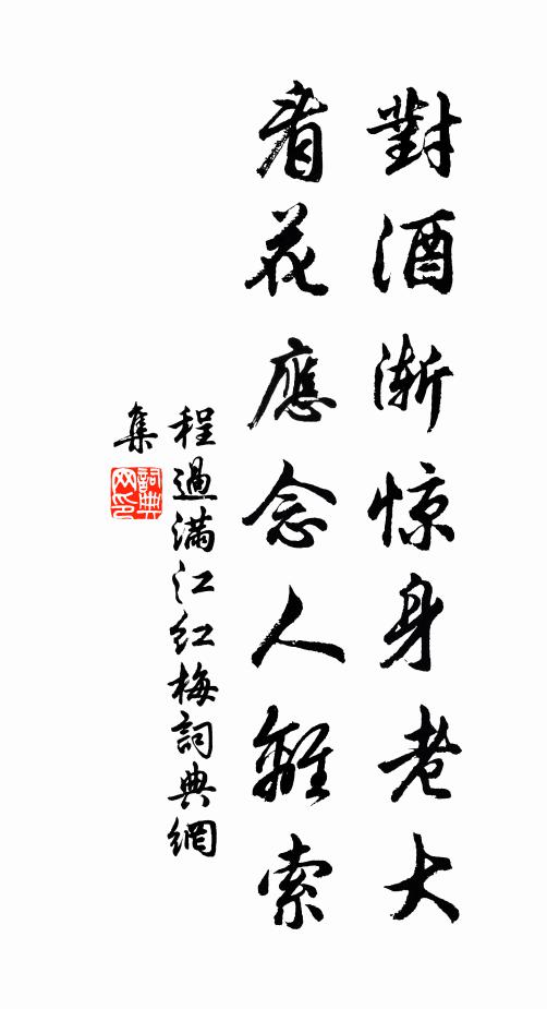 程过对酒渐惊身老大，看花应念人离索书法作品欣赏