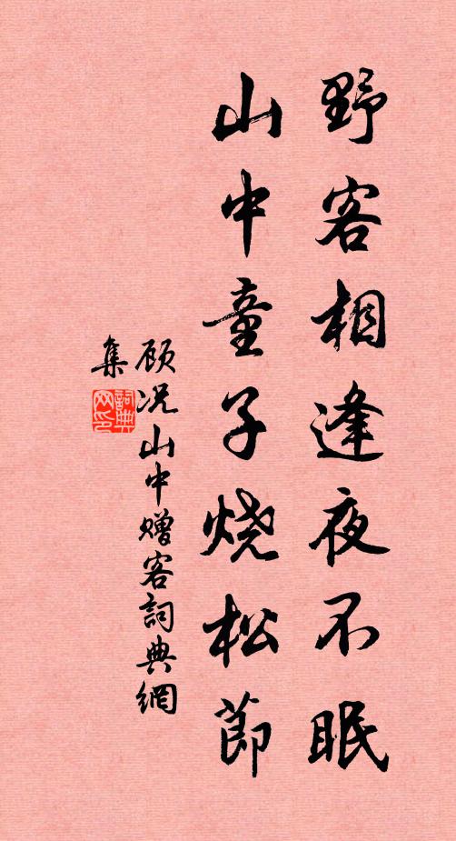 顾况野客相逢夜不眠，山中童子烧松节书法作品欣赏