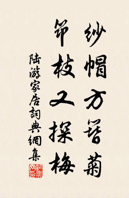 陆游纱帽方簪菊，筇枝又探梅书法作品欣赏