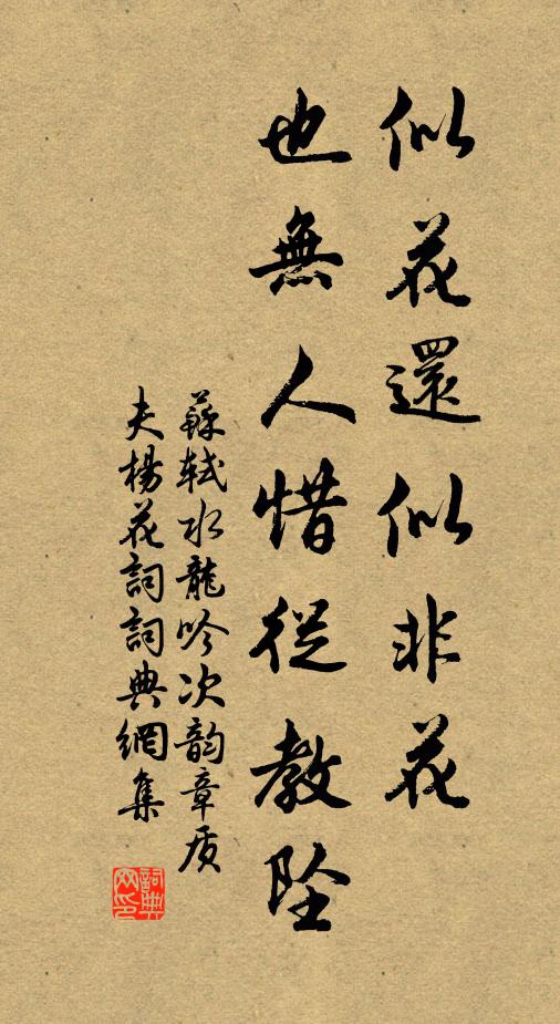 苏轼似花还似非花,也无人惜从教坠。书法作品欣赏