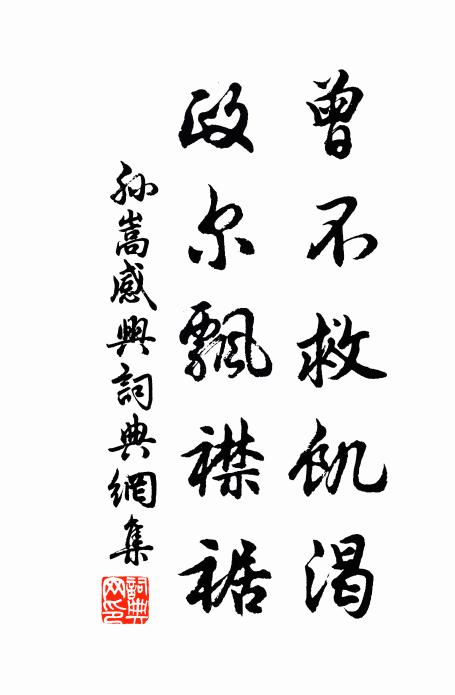 孙嵩曾不救饥渴，政尔飘襟裾书法作品欣赏