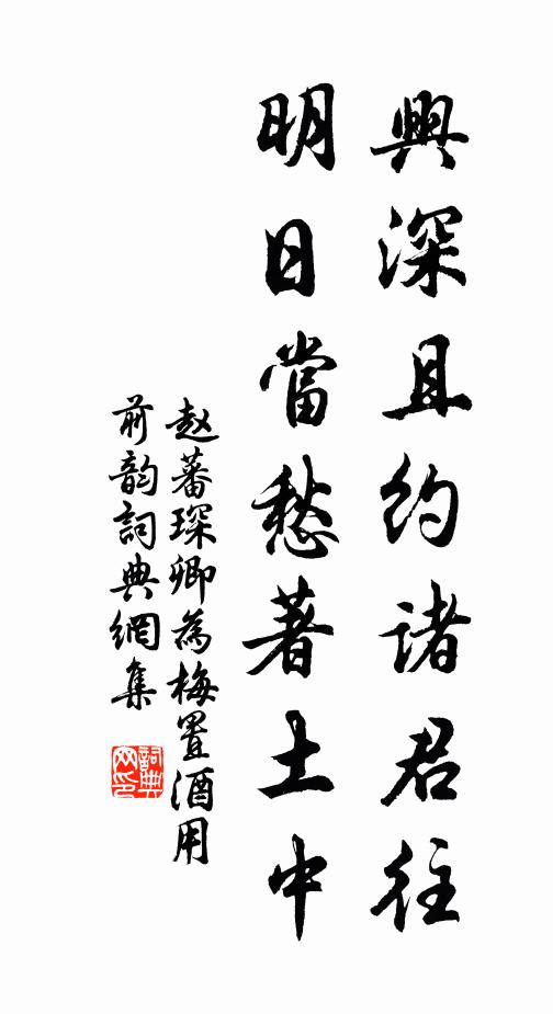 赵蕃兴深且约诸君往，明日当愁著土中书法作品欣赏
