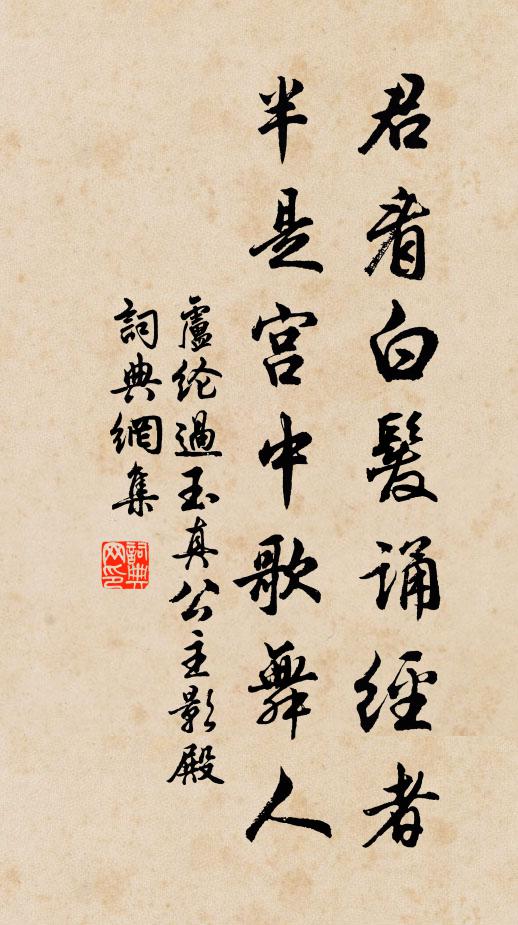 卢纶君看白发诵经者，半是宫中歌舞人书法作品欣赏