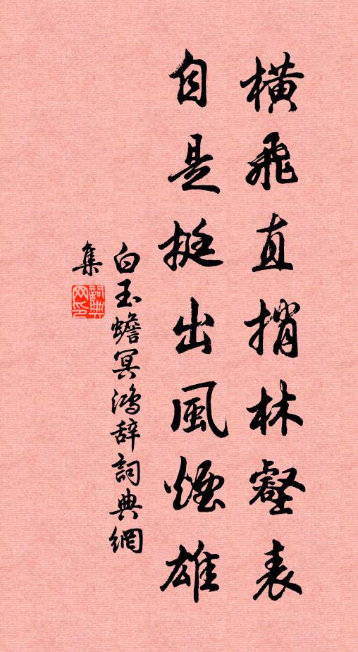 白玉蟾横飞直捎林壑表，自是挺出风烟雄书法作品欣赏
