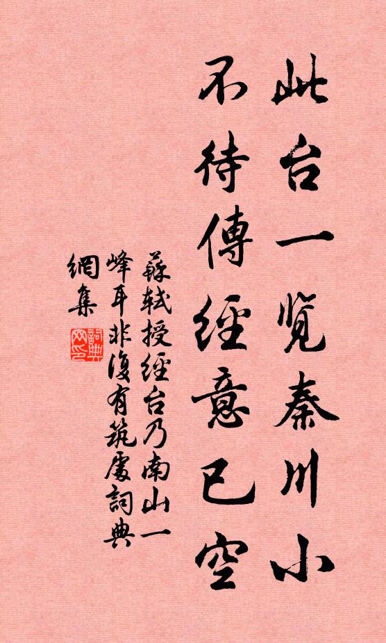 苏轼此台一览秦川小，不待传经意已空书法作品欣赏