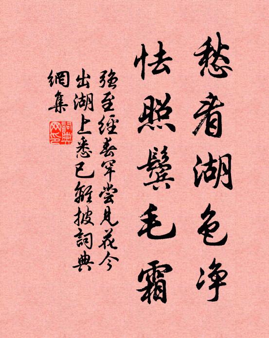 强至愁看湖色净，怯照鬓毛霜书法作品欣赏