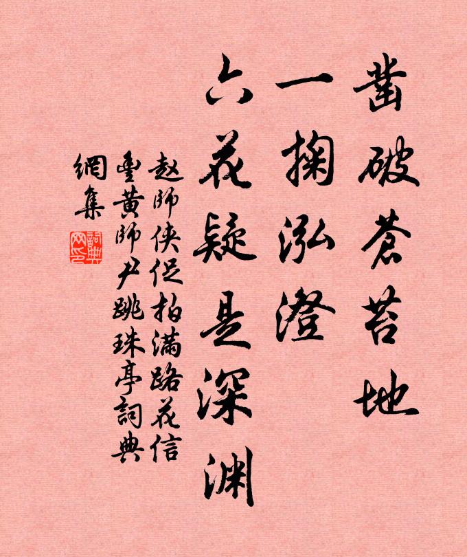 赵师侠凿破苍苔地，一掬泓澄，六花疑是深渊书法作品欣赏