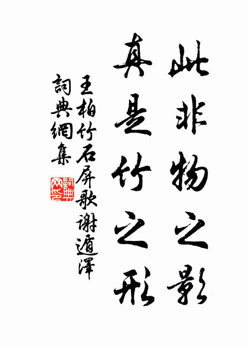 王柏此非物之影,真是竹之形书法作品欣赏
