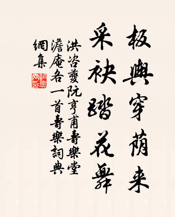洪咨夔板舆穿荫来，采袂踏花舞书法作品欣赏