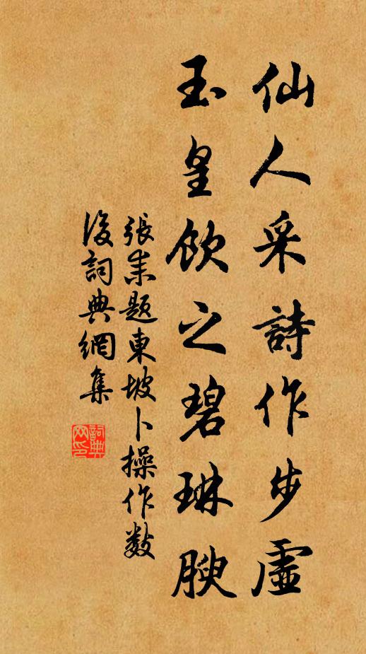 张耒仙人采诗作步虚，玉皇饮之碧琳腴书法作品欣赏