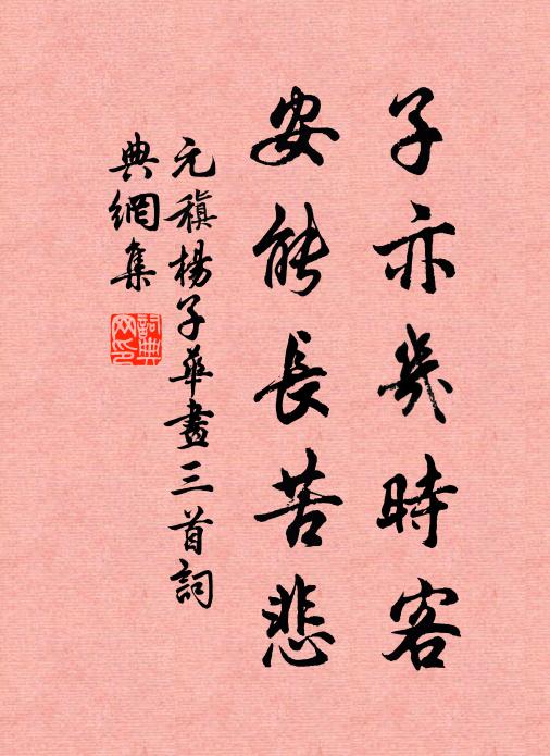 元稹子亦几时客，安能长苦悲书法作品欣赏