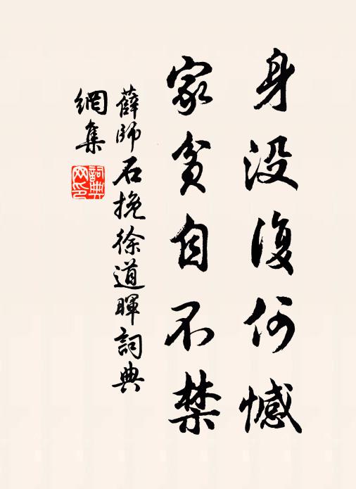 薛师石身没复何憾，家贫自不禁书法作品欣赏