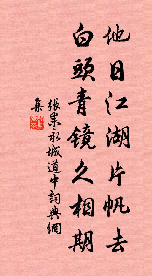 张耒他日江湖片帆去，白头青镜久相期书法作品欣赏