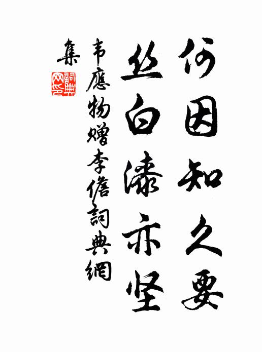 韦应物何因知久要，丝白漆亦坚书法作品欣赏