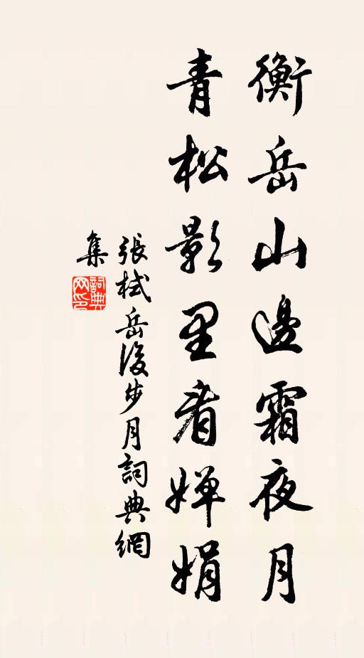 张栻衡岳山边霜夜月，青松影里看婵娟书法作品欣赏