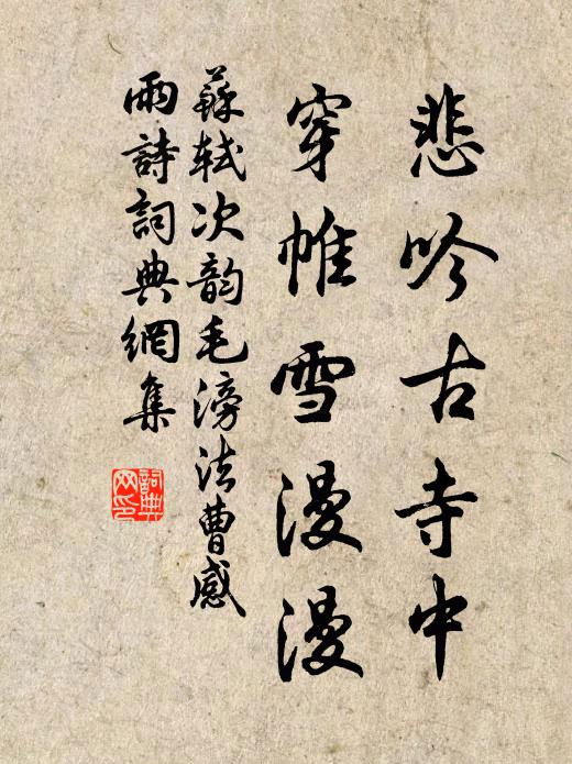 苏轼悲吟古寺中，穿帷雪漫漫书法作品欣赏