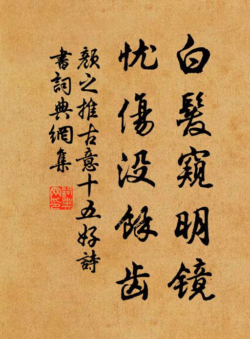 颜之推白发窥明镜，忧伤没余齿书法作品欣赏