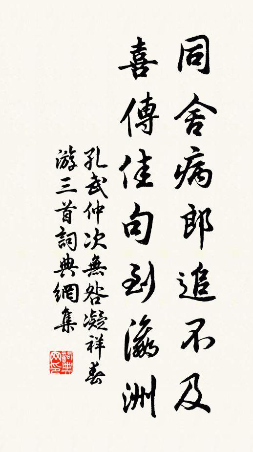 孔武仲同舍病郎追不及，喜传佳句到瀛洲书法作品欣赏