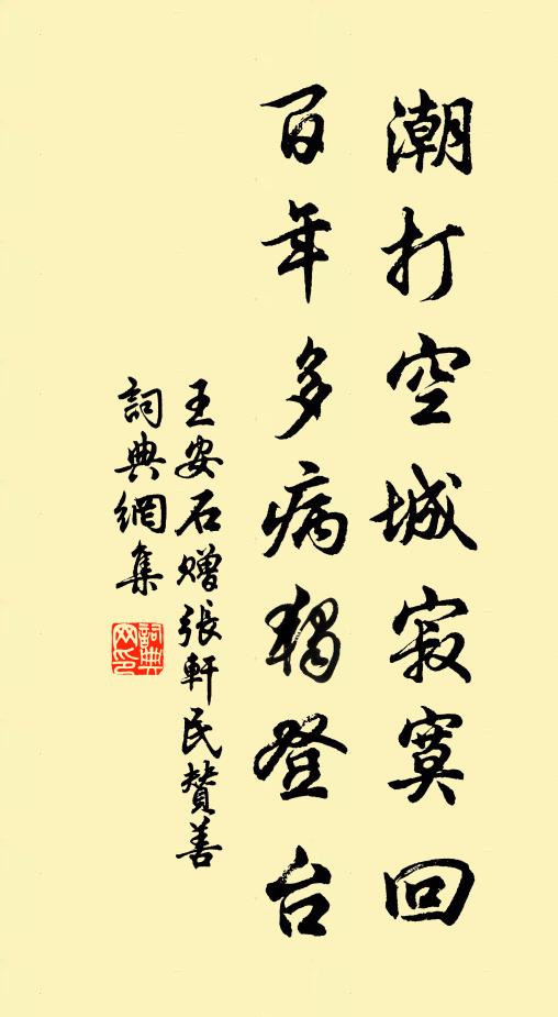 王安石潮打空城寂寞回，百年多病独登台书法作品欣赏