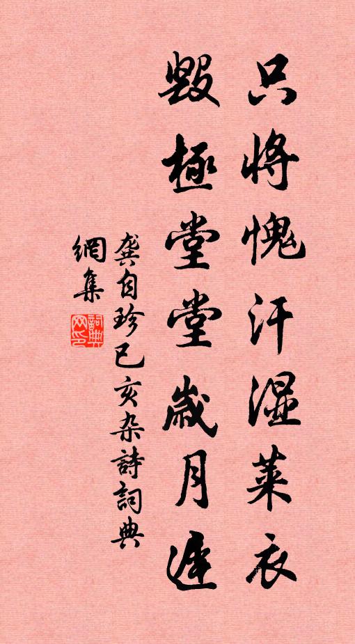龚自珍只将愧汗湿莱衣，毁极堂堂岁月迟书法作品欣赏