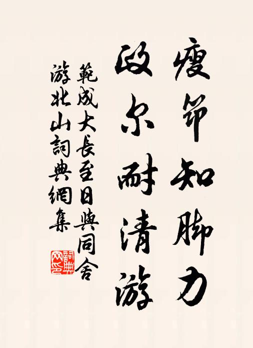范成大瘦筇知脚力，政尔耐清游书法作品欣赏