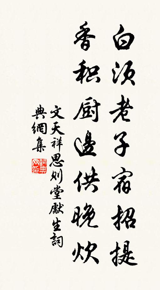 文天祥白须老子宿招提，香积厨边供晚炊书法作品欣赏
