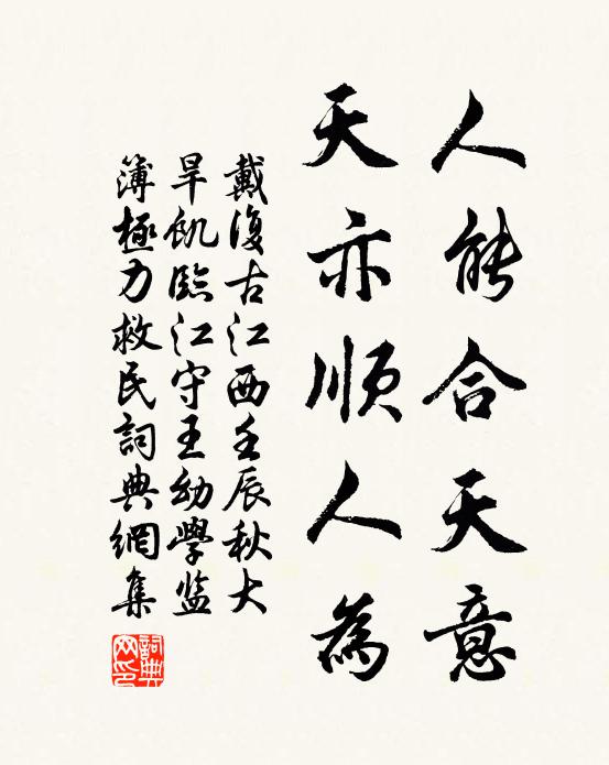 戴复古人能合天意，天亦顺人为书法作品欣赏