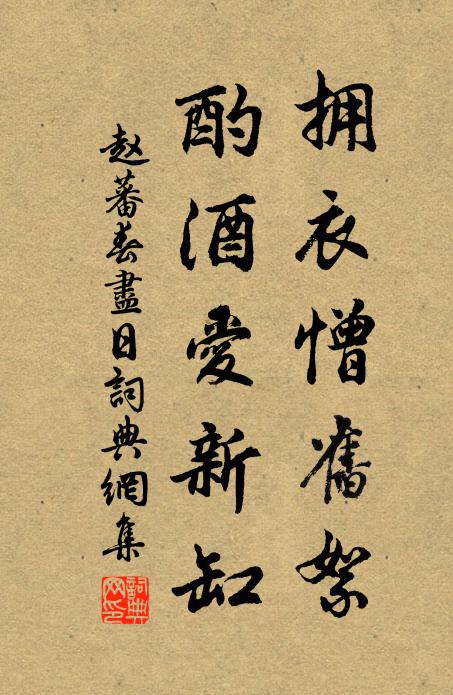 赵蕃拥衣憎旧絮，酌酒爱新缸书法作品欣赏
