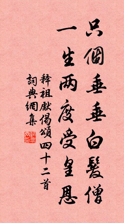 释祖先只个垂垂白发僧，一生两度受皇恩书法作品欣赏