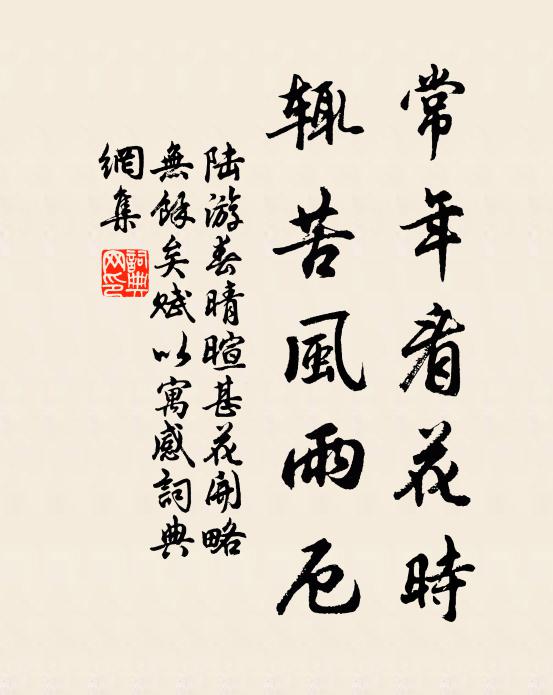 陆游常年看花时，辄苦风雨厄书法作品欣赏