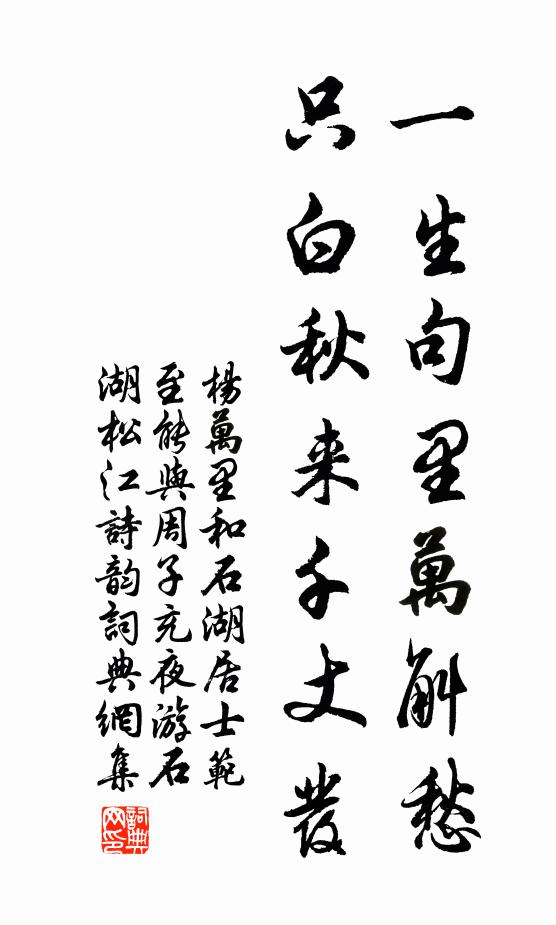杨万里一生句里万斛愁，只白秋来千丈发书法作品欣赏