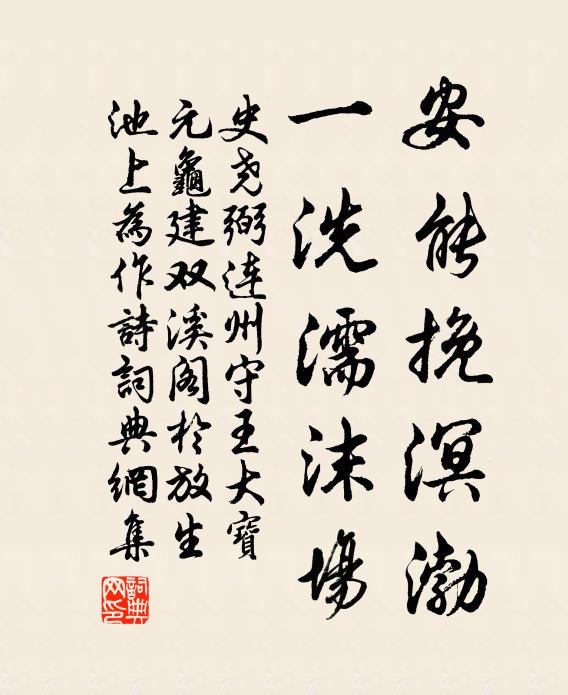 史尧弼安能挽溟渤，一洗濡沫场书法作品欣赏