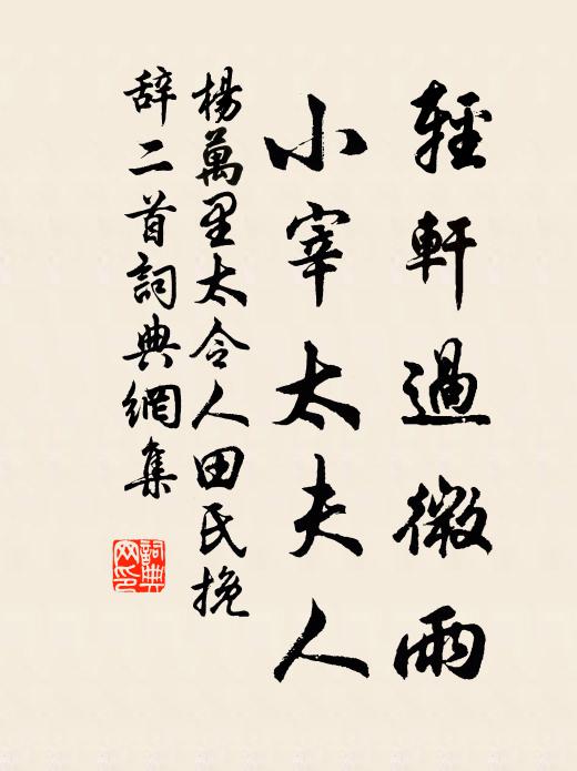 杨万里轻轩过微雨，小宰太夫人书法作品欣赏