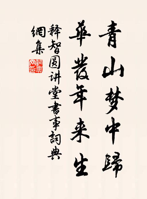 释智圆青山梦中归，华发年来生书法作品欣赏