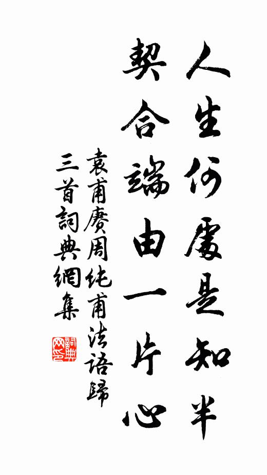 袁甫人生何处是知半，契合端由一片心书法作品欣赏