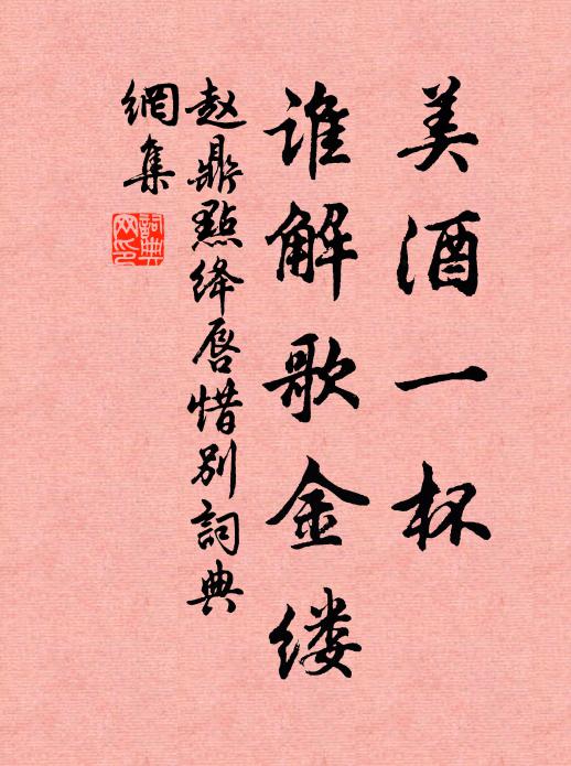 赵鼎美酒一杯，谁解歌金缕书法作品欣赏