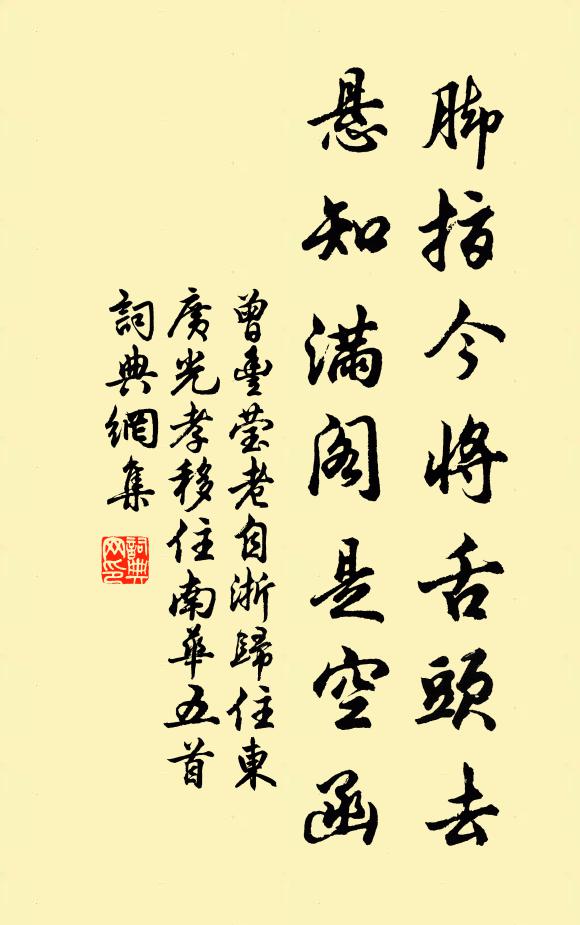 曾丰脚指今将舌头去，悬知满阁是空函书法作品欣赏