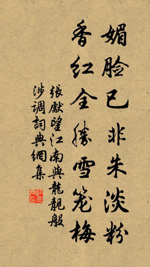 张先媚脸已非朱淡粉，香红全胜雪笼梅书法作品欣赏