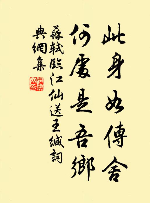 苏轼此身如传舍,何处是吾乡。书法作品欣赏