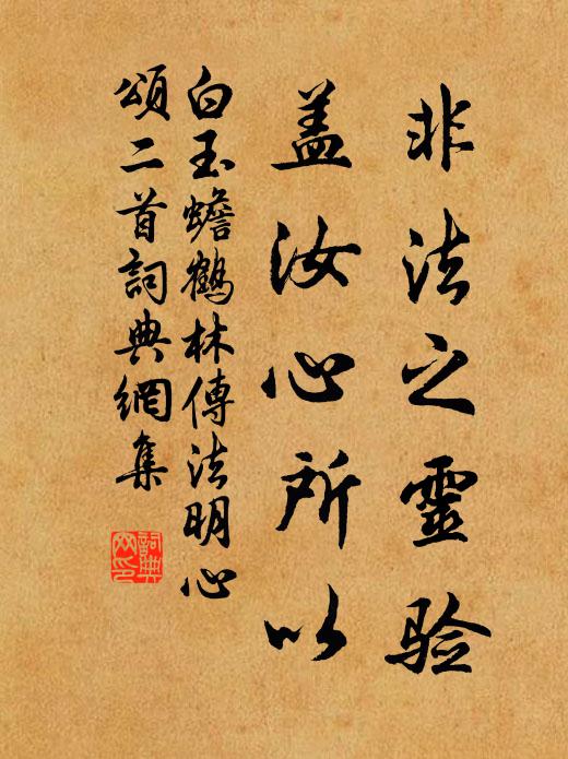 白玉蟾非法之灵验，盖汝心所以书法作品欣赏