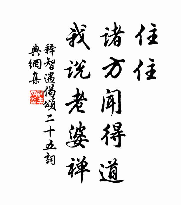 释智遇住住，诸方闻得道，我说老婆禅书法作品欣赏