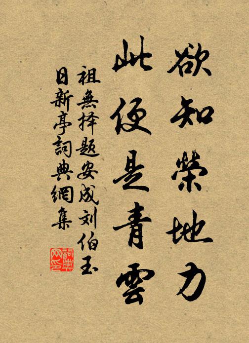 祖无择欲知荣地力，此便是青云书法作品欣赏